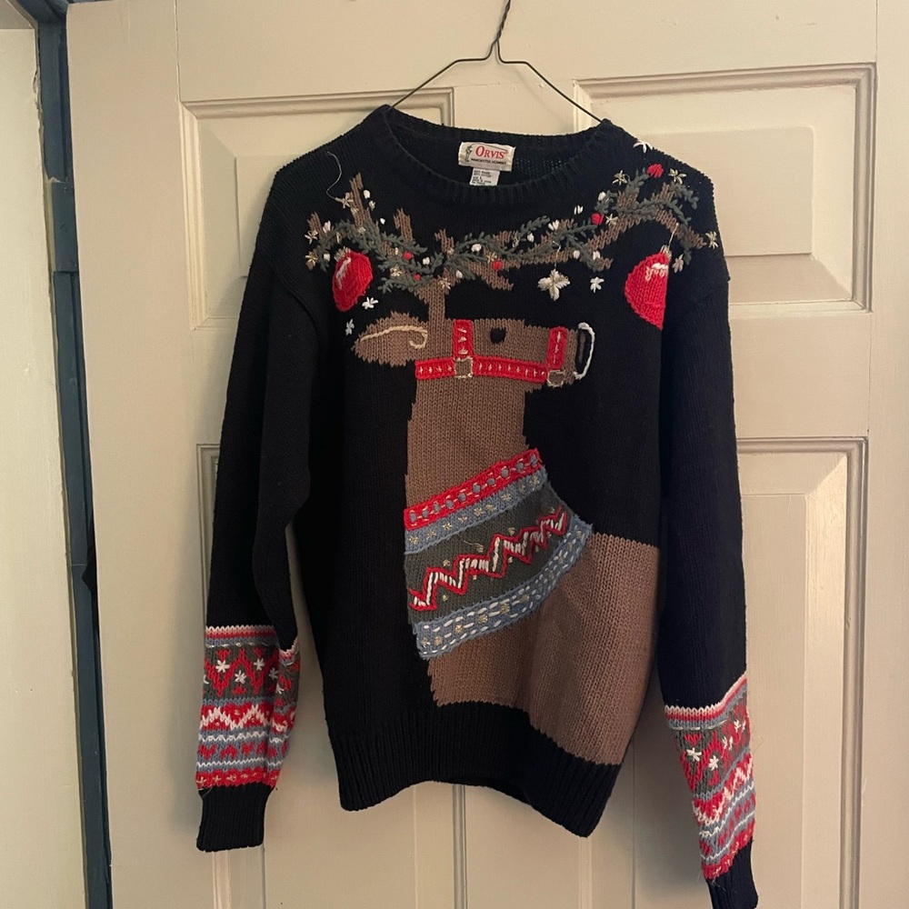 Rare Vintage Orvis knit reindeer sweater L